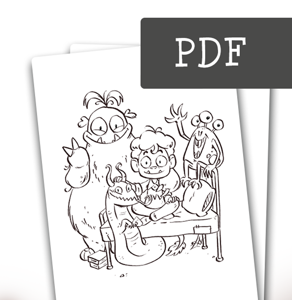 Ausmalbilder "Felgob und die Monster"